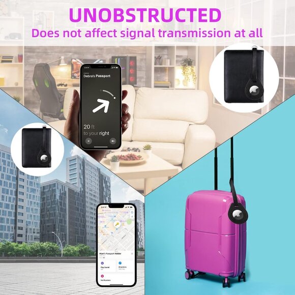 AirTag Passport Holder, PU Leather Airtag Wallet RFID Blocking Passport Cover Tr - Picture 5 of 8